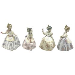Lladro figures, Lolita model 5372, Carmencita model 5373, Valencianita model 5374 and Teresita model 5375