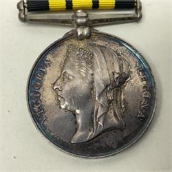 Victoria Ashantee Medal 1887-1900 awarded to W. Gray Ord. H.M.S. Encounter 73-74; with replacement ribbon but original present.