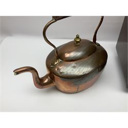Walnut cased radio and copper kettle