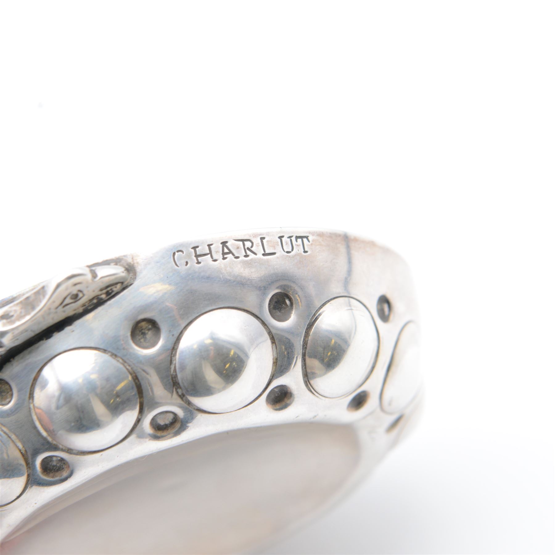 19th century French silver tasse de vin, of circular form the handle modelled as a serpent with an eagle head, stamped with Minerva head control mark and maker's mark MP with arrow between