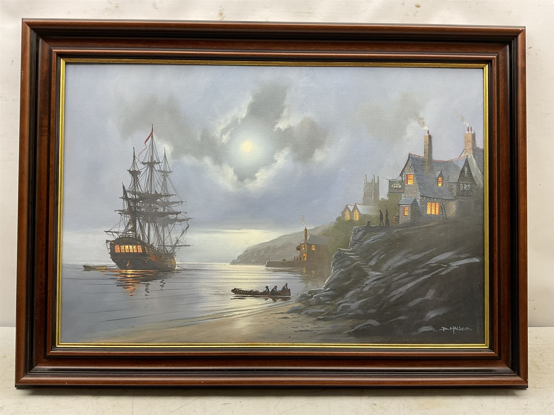 Donald MacLeod (Cornish 1956-2018): Coastal Nocturne, oil on canvas signed 50cm x 75cm