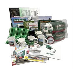 Eddie Stobart - accessories, memorabilia and promotional merchandise including Corgi Self Assembly Model Transport Depot and Five Figures Set; scarf; slippers; mugs and beakers; coasters; note book; books etc