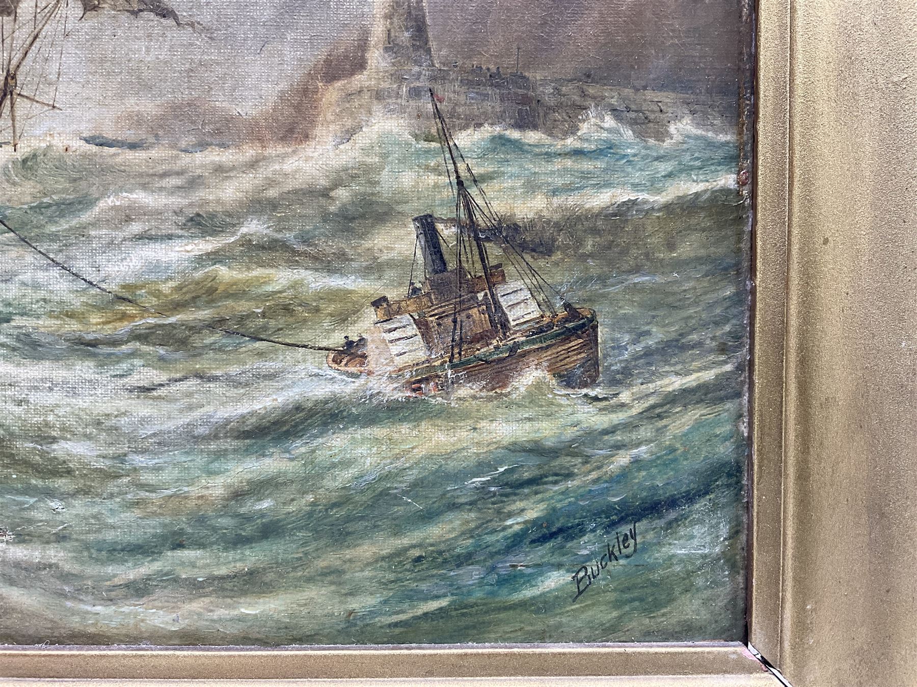 Buckley (British 19th Century): 'Fish Quay Whitby' and 'Whitby Harbour', pair oils on canvas signed, titled verso 45cm x 30cm (2)