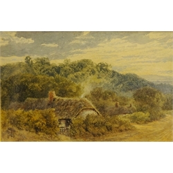 William Paton Burton (British 1828-1883): A Thatched Cottage in Country setting, watercolour signed with initials 10cm x 15cm  