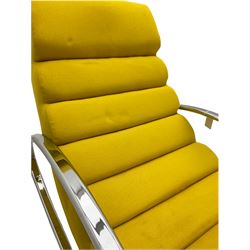 Dwell - contemporary rocking chair on chrome supports upholstered in yellow