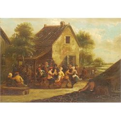 Dutch School (19th century): Country Festival, oil on oak panel unsigned 27cm x 38cm (unframed)