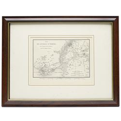 Pieter van den Keere (Flemish 1571-1646): 'Graecia', 17th century engraved map with hand-colouring of Greece and the Aegean Sea pub. Bertius' 'Tabularum Geographicarum Contractarum', 16cm x 20cm; Jean Denis Barbie du Bocage (French 1760-1825): 'Plan des Environs d'Athenes Pour le Voyage du Jeune Anacharsis', 18th century engraved map of Athens and the surrounding area 18cm x 23cm (2)