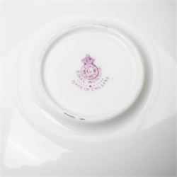 Royal Worcester cabinet cup and saucer, each painted with pheasants in a landscape, by James Stinton, each with backstamp in puce, teacup H5cm