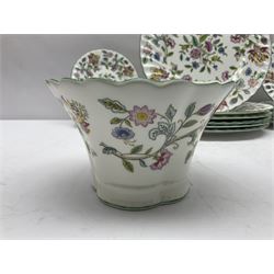Minton Haddon Hall part tea and dinner service, including six cups and saucers, six dinner plates, six side plates, six twin handled bowls and saucers etc (44) 