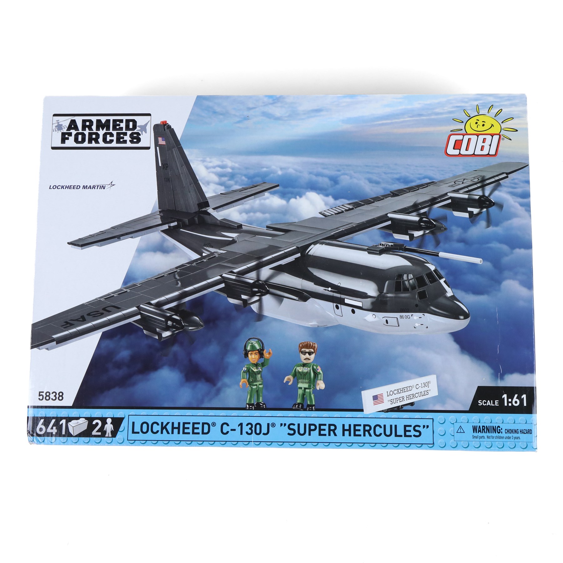 Two Cobi Bricks 1:61 scale Armed Forces model aircraft sets, comprising no. 5838 Lockheed C-130J 'Super Hercules' and no. 5839 Lockheed C-130 'Hercules', both in sealed boxes