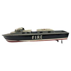 Model of a rescue fire rescue launch boat, painted white black and red hull with grey painted decks, L90cm