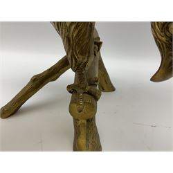 Large brass figure of an eagle on a branch, H51.5cm