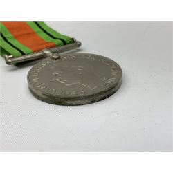 WW1 group of three medals comprising British War Medal, Victory Medal and 1914-15 Star awarded to 840 Dvr. A.J. Haggis R.F.A./R.A.; and WW2 War Medal and Defence Medal (5)