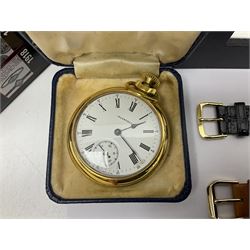 Four gentleman's quartz wristwatches including Tissot gold-plated T870/970, Rotary Windsor, both boxed with papers and Junghans and a collection of five quartz and top wind pocket watches including Royal London, Ingersoll, Mount Royal