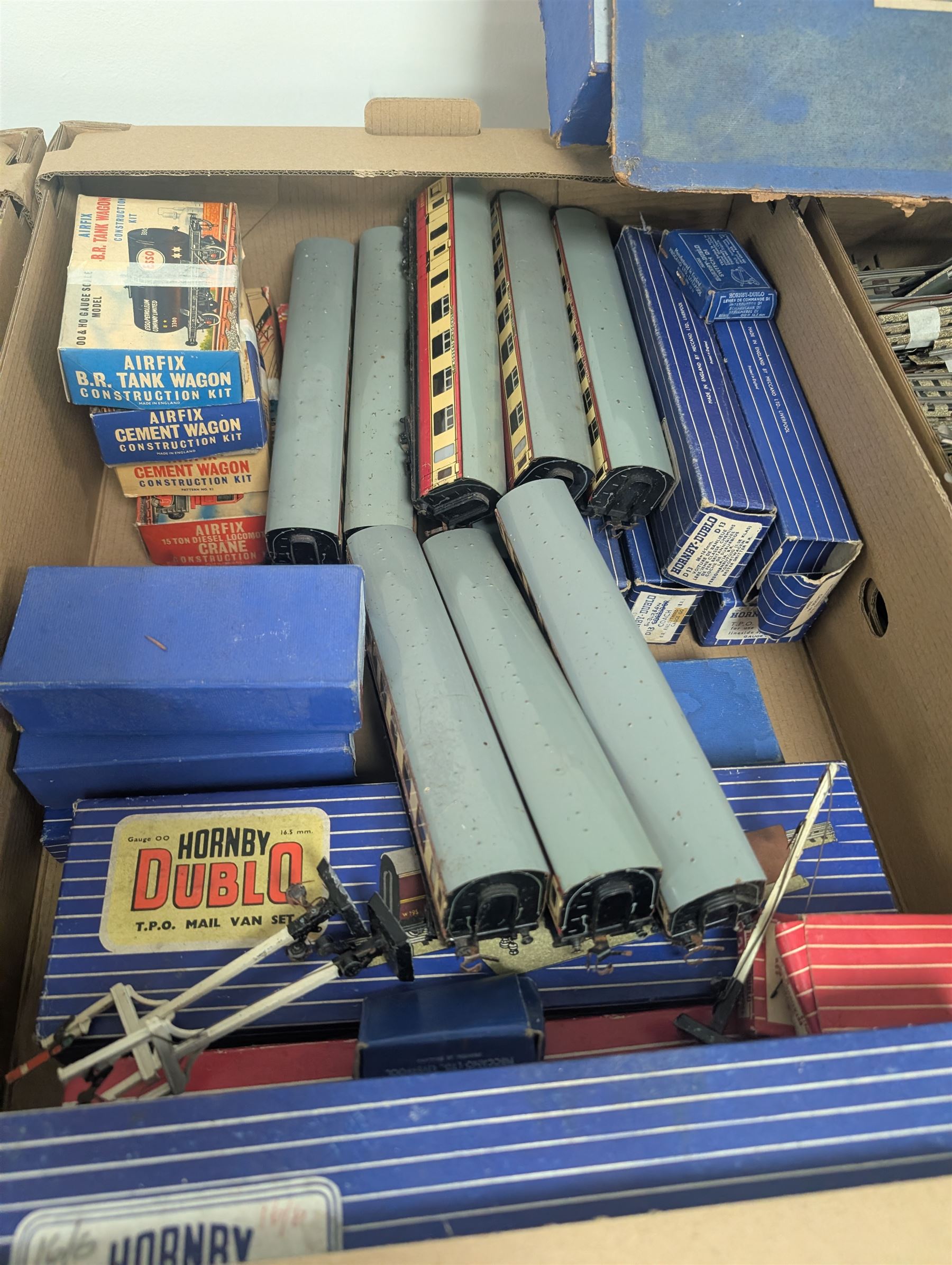 Collection of Hornby Dublo three-rail model railway rolling stock, track and accessories, some boxed