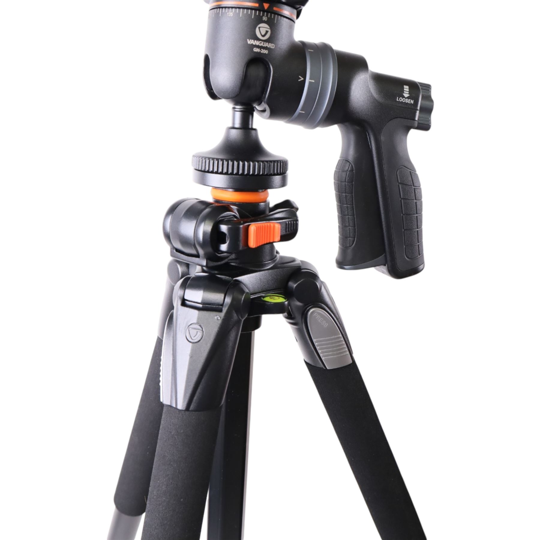 Vanguard Alta Series 70 tripod with a GH-200 pistol-grip ball head, in soft carry case, together with an Opticron Hide Clamp