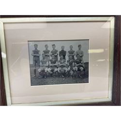 Five early 20th century sporting photographs - rugby entitled 'Hull F.C. Season 1901-2 Who Played and Defeated Kingston Rovers Nov.23rd 1901'; football entitled 'The Casuals F.C. v London Caledonians 1922; another unidentified football team; and two unidentified cricket teams; all framed (5)