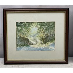 Norma Lindsay (Northern British 20th Century): Whitby Woodland Scenes, three watercolours signed max 33cm x 23cm; Sue Morton (British 20th Century): 'Featherbed Lane - Aislaby', watercolour signed, titled verso 20cm x 19cm (4)