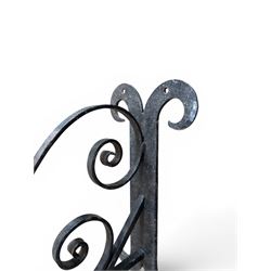 Blacksmith made wrought metal wall hanging sign bracket, scrollwork detail, including wall bracket and sign bracket