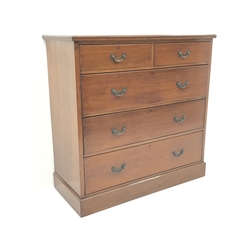  19th century mahogany chest, two short and three long drawers, plinth base, W122cm, H121cm, D57cm  