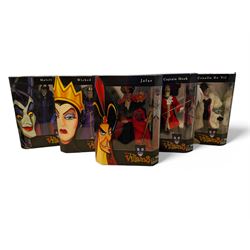 Five The Disney Store Disney Villains dolls, comprising Captain Hook, The Evil Queen, Crue...