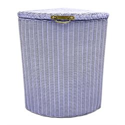 Lloyd Loom corner linen basket in purple paint finish 