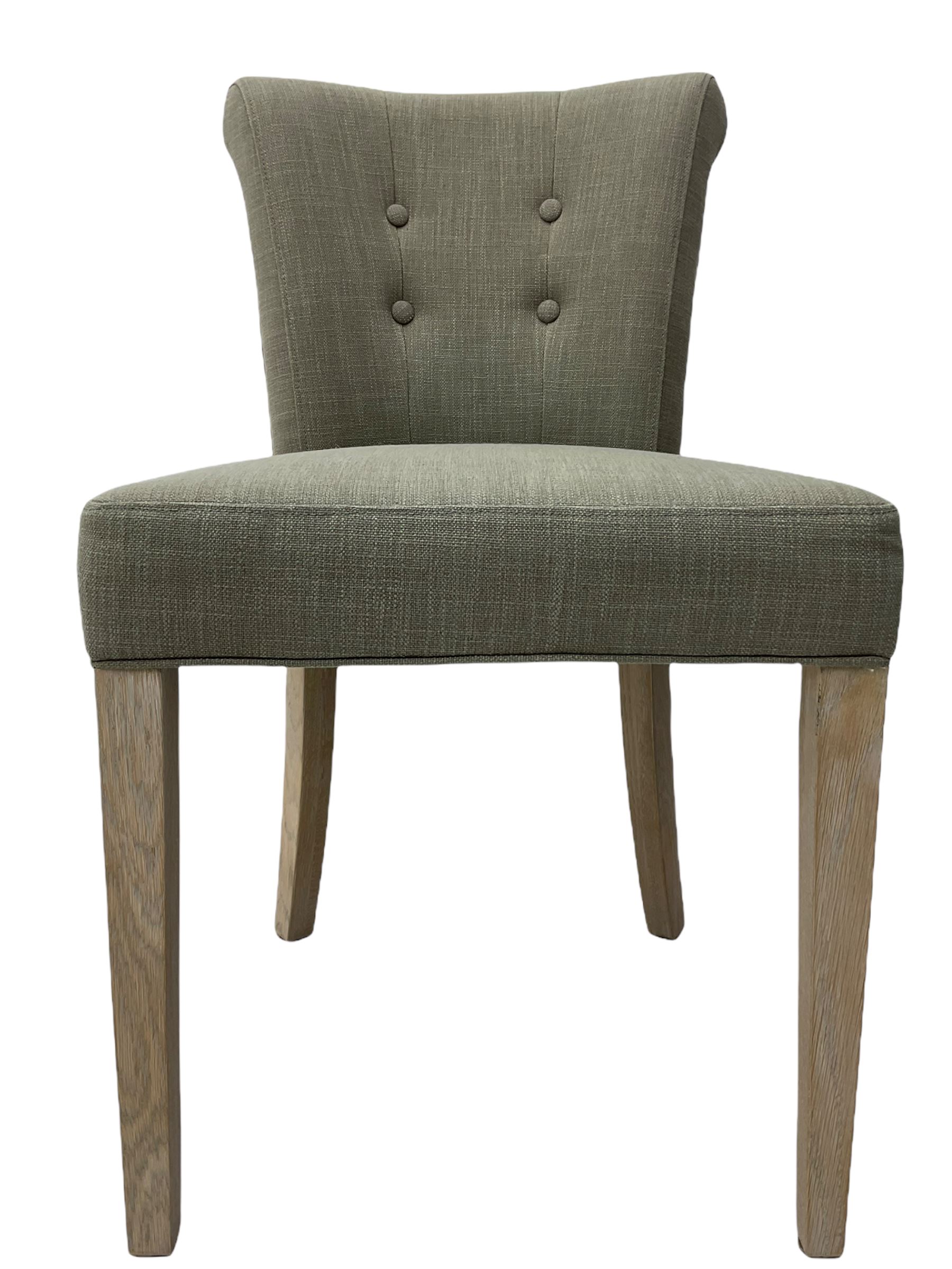 Neptune Furniture - Calverston set of four curved back dining chairs with Clara Natural buttoned upholstery, pale oak legs