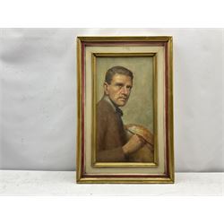 Reginald Henry Campbell (British 1877-?): Self Portrait of the Artist, oil on canvas unsigned 45cm x 24cm