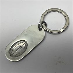 Silver rugby keyring, hallmarked 