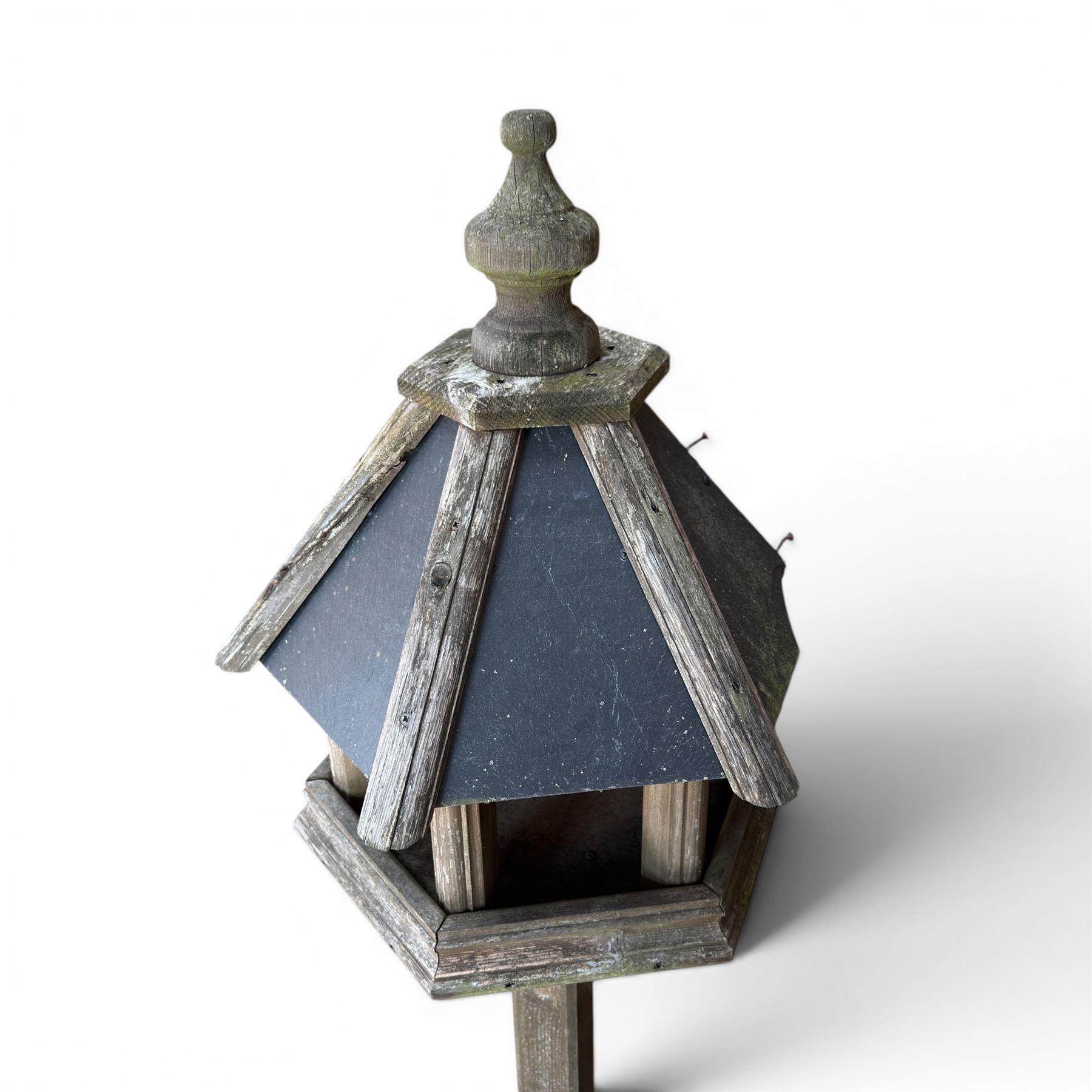 Timber and slate bird table