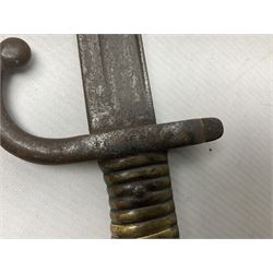 Five 19th century bayonets in relic condition without scabbards comprising British Pattern 1876 socket bayonet with Indian markings; French Model 1874 epee bayonet; and three French Model 1866 sabre bayonets (5)