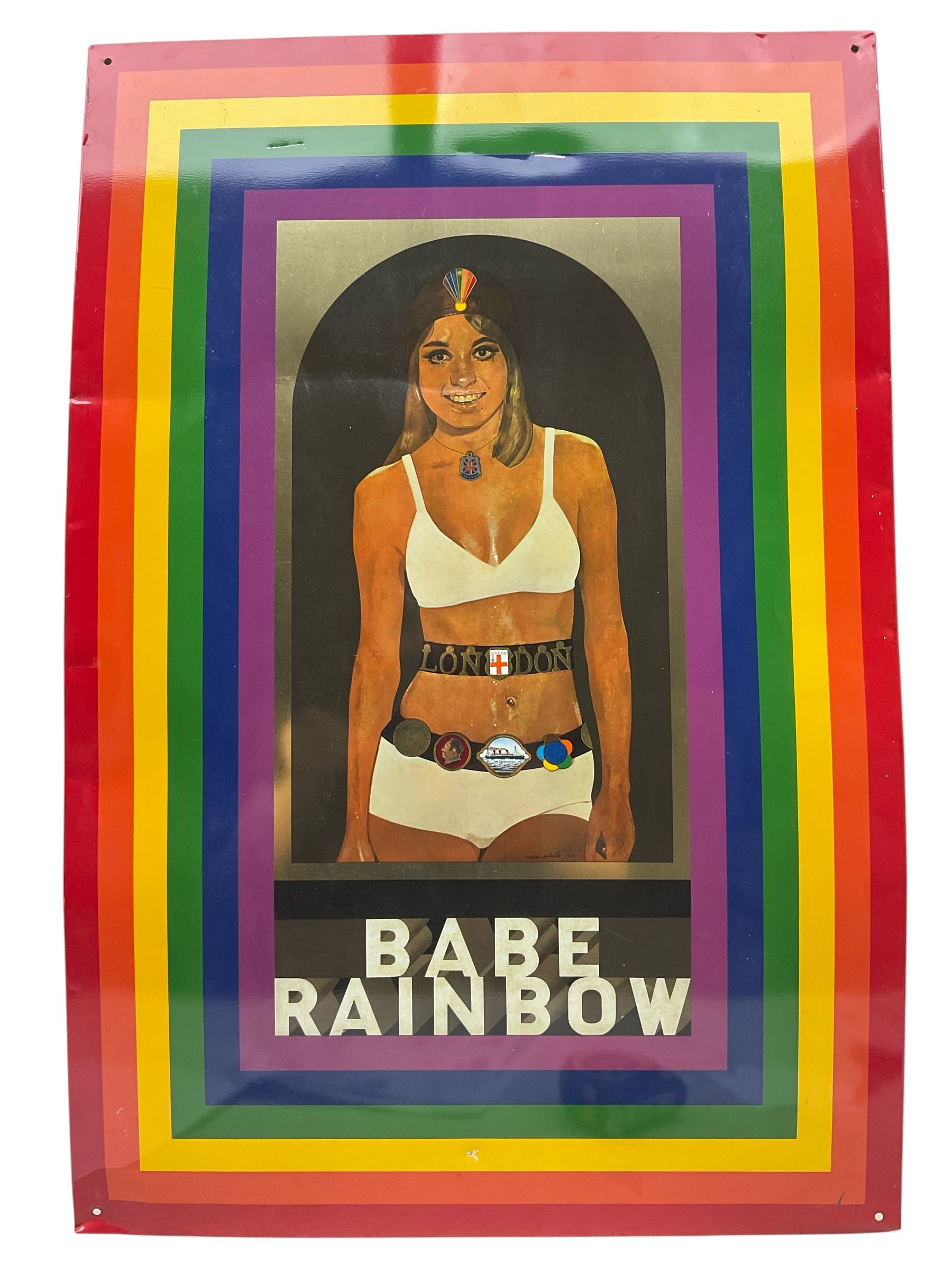 Sir Peter Blake RA (British 1932-): 'Babe Rainbow', screenprint in colours on tinplate pub. 1968, 66cm x 44cm 