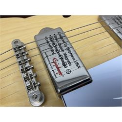 Epiphone Casino NA semi-acoustic guitar with natural maple finish and P90 pick-ups, serial no.19061529340, L105cm overall; in original hard carrying case