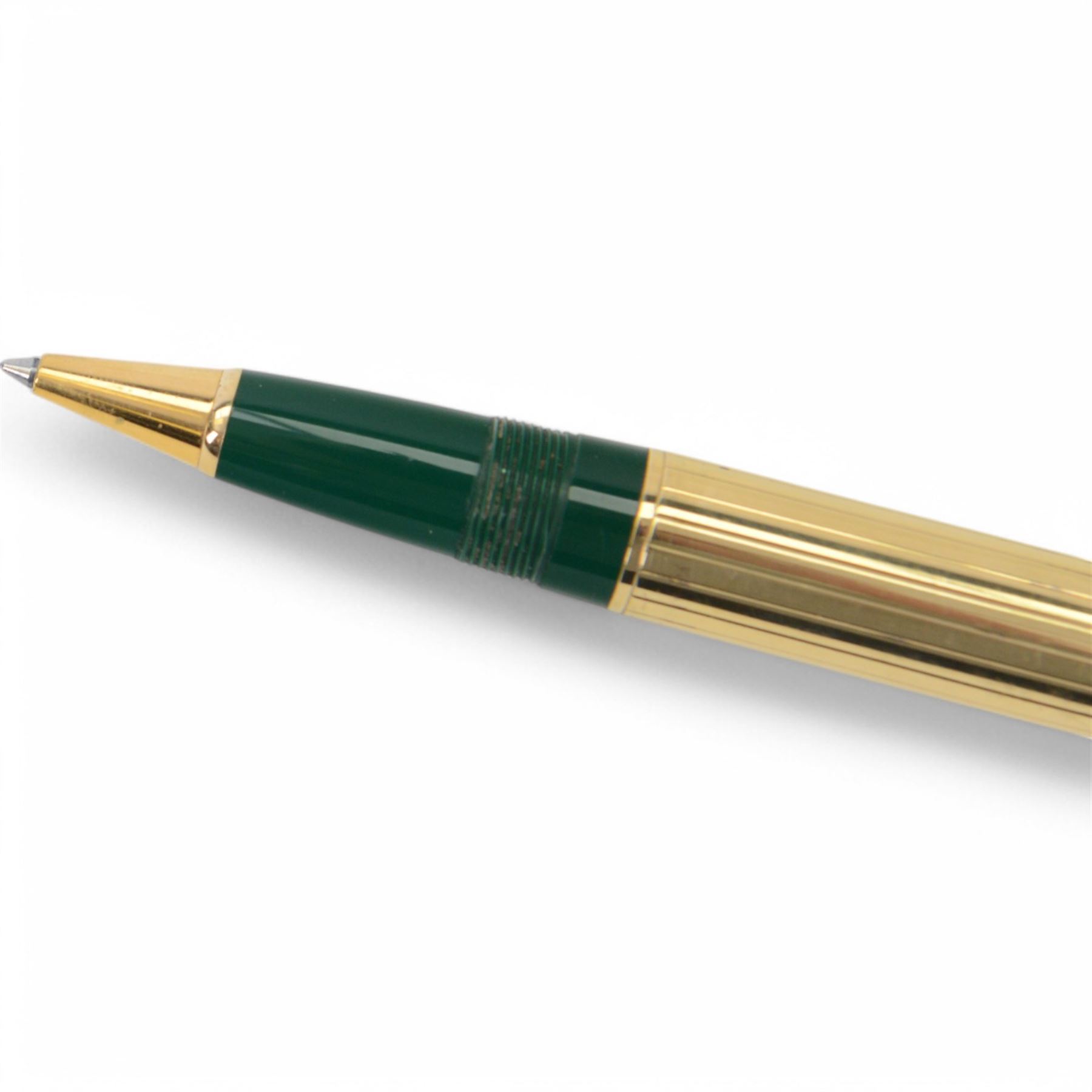 Montblanc Meisterstuck Czar Nikolai I Malachite rollerball pen, with malachite lid and solid silver, stamped 925, gold plated body, together with original signed certificate and polythene cloth, in original box with a Montblanc leather case