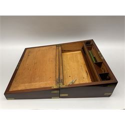Victorian brass bound rosewood writing slope H15.5cm W40.5cm, with 
tunbridge inlay wooden box H11.5 W25cm. 
