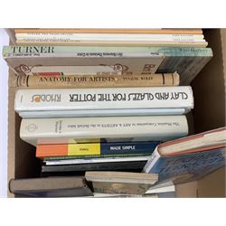 Collection of reference books, to include The art of Etching, Introduction to Chinese art, The History and Techniques of the Great Masters, Drawings of Michelangelo, etc in two boxes 