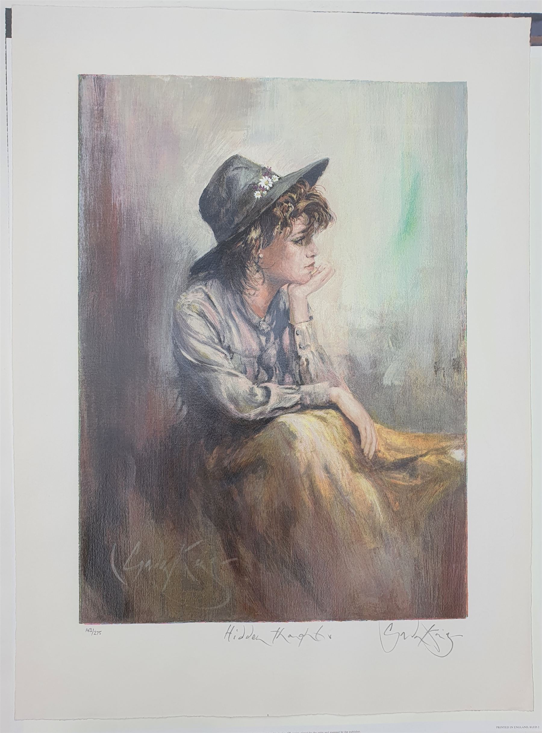 Gordon King (British 1939-): 'Hidden Thoughts', limited edition colour print signed titled and numbered 143/275 in pencil 61cm x 43cm with full margins (unframed)