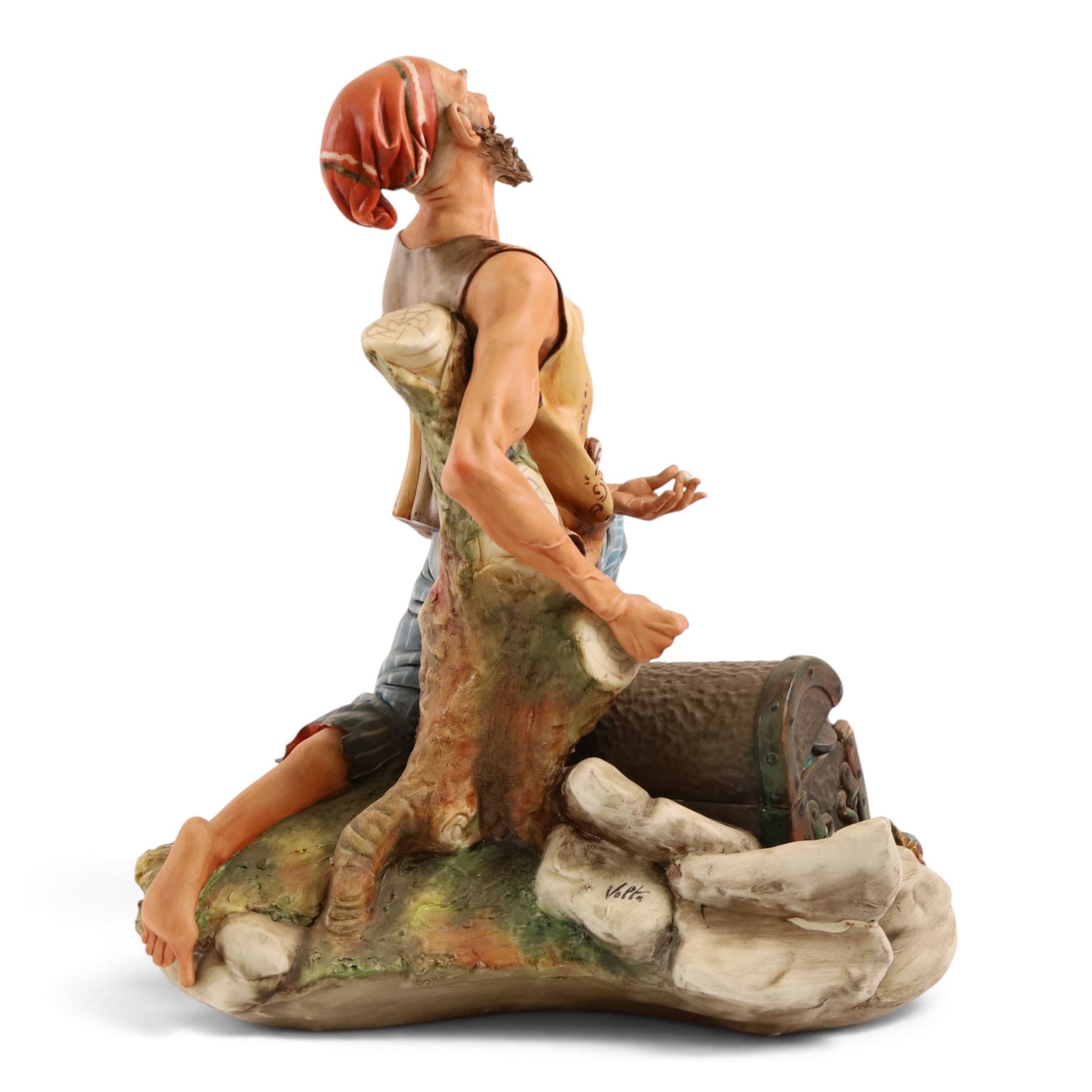 Three Capodimonte figures, comprising Fisherman, The Pirate, and The Boy 