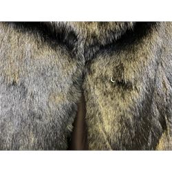 Ladies three quarter length brown mink coat, together with a ladies short black rabbit fur coat 