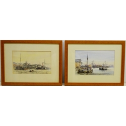  Max Parsons (British 1915-1998): 'Alexandra Dock, Hull' and 'Victoria Pier, Hull', two watercolours signed and titled 14.5cm x 24.5cm (2)  