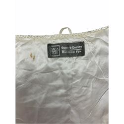 White Saga fox stole, together with Cresta Red fox fur hat, Red fox fur headband, a fur headband and matching cuffs, Harris Tweed clutch bag with fur trim, a fur clutch bag and an Ostrich feather and mohair scarf. 