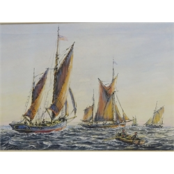  Max Parsons (British 1915-1998): Fishing Boats off Shore, two gouaches signed 21cm x 33cm and 23cm x 32cm (2)  
