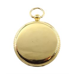 18ct gold open face English lever fusee 'up & down' pocket watch by Robert McInnes, Glasgow, No. 18571, table roller lever escapement, engraved balance cock with diamond endstone, white enamel dial with Roman numerals and subsidiary seconds dial, case by William John Hammon II, London 1877 