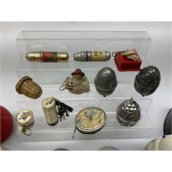 Collection of sewing accessories to include various tape measures, thimble holders and pin cushions etc