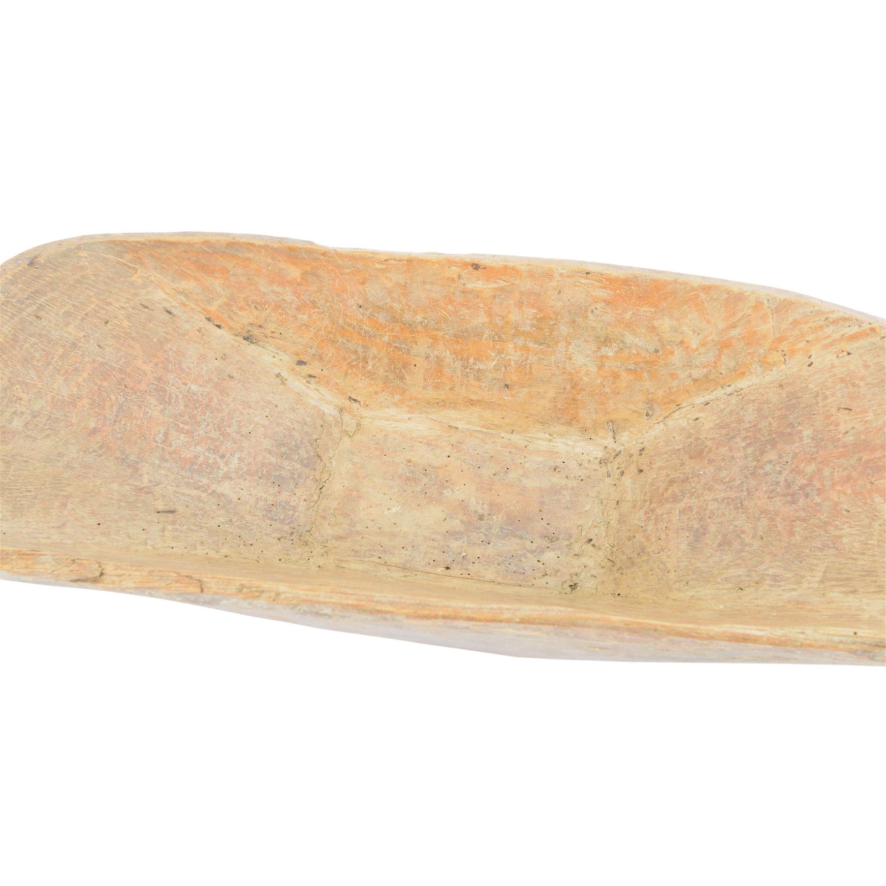 Carved wooden proving bowl of rectangular form, with provenance from a Yorkshire farmhouse, L68cm