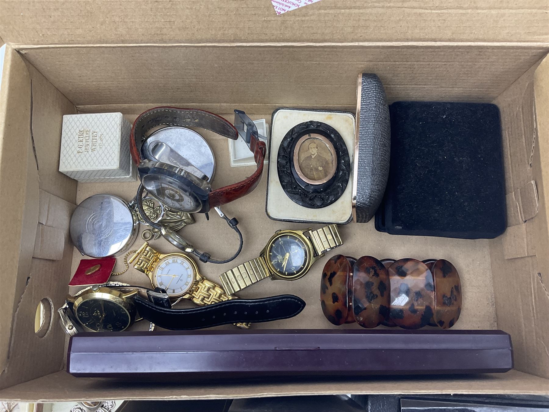 Silver jewellery including St Johns Ambulance medal, tiger's eye necklace, identity bracelet, etc, together with Festival of Britain powder compact, Ippag dice lighter, Win International lighter, Victorian and later costume jewellery and wristwatches