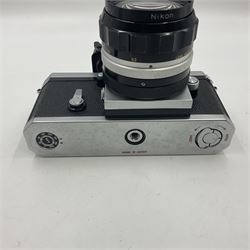 Nikon photomic Ftn camera body, with red engraving, serial no 7006572, circa 1969, with 'Nikon NIKKOR-O Auto 1:2 f=35mm' lens, serial no. 830478
