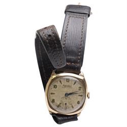 Rotary gentleman's 9ct gold manual wind wristwatch, Birmingham 1955, on leather strap