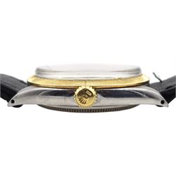 Rolex Oyster Perpetual Superlative Chronometer wristwatch, 18ct bezel and stainless steel case, model No. 1008 serial No. 1451957, on black leather strap