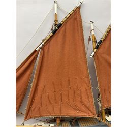 Wooden model of the Peterhead Herring Fishing Boat, Love Divine, PD404. on stand together with Wick Herring Fishing Boat, Galilee WK.1. on stand, L105cm, H64cm